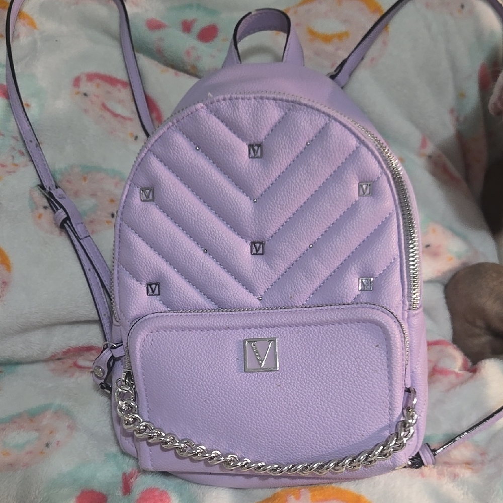 Victoria's Secret/Lavender Quilted Backpack with Chain Detail